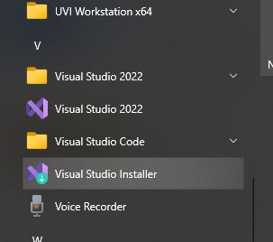After installing Unity's desired versions, open MS VS Installer